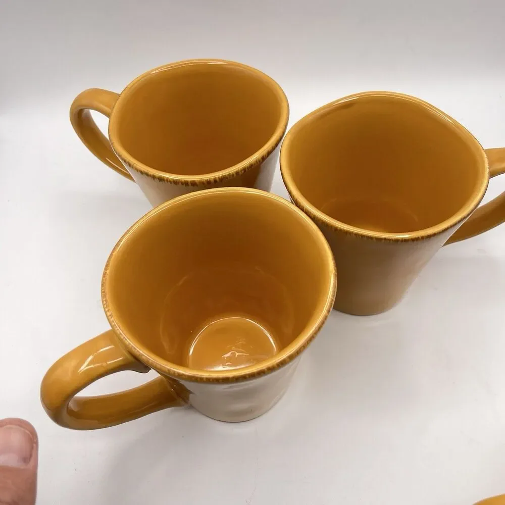 PIER 1 Earthware Elemental Coffee Mugs | Honey Color | 12 oz | Set of 4